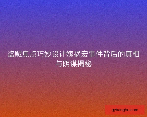 盗贼焦点巧妙设计嫁祸宏事件背后的真相与阴谋揭秘