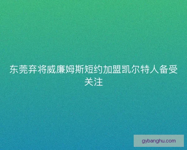东莞弃将威廉姆斯短约加盟凯尔特人备受关注
